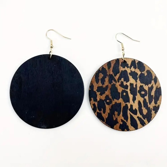 4/$12 Leopard Round Drop Earrings - Picture 6 of 8